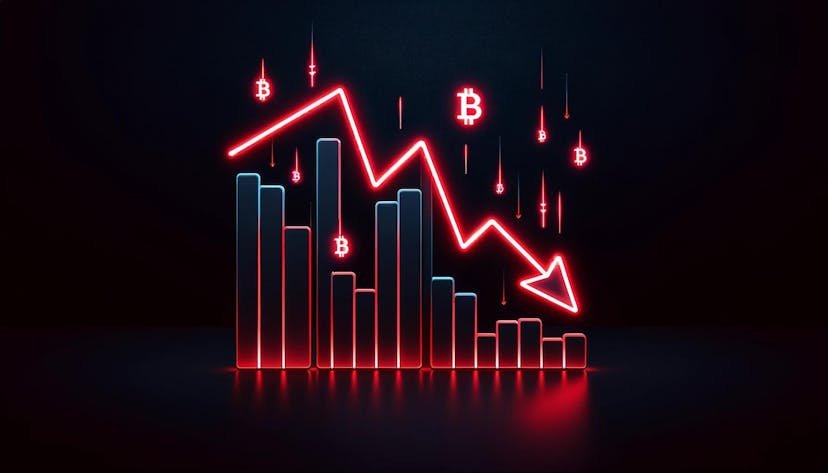 downward-trending arrows and plummeting bar graphs