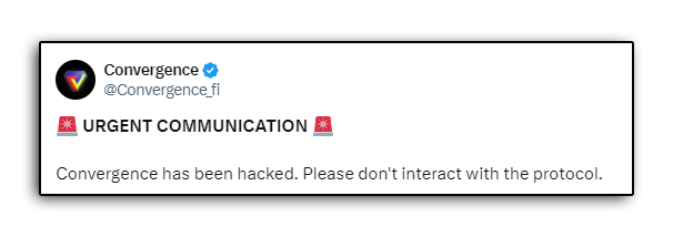 convergence tweet update about the hack