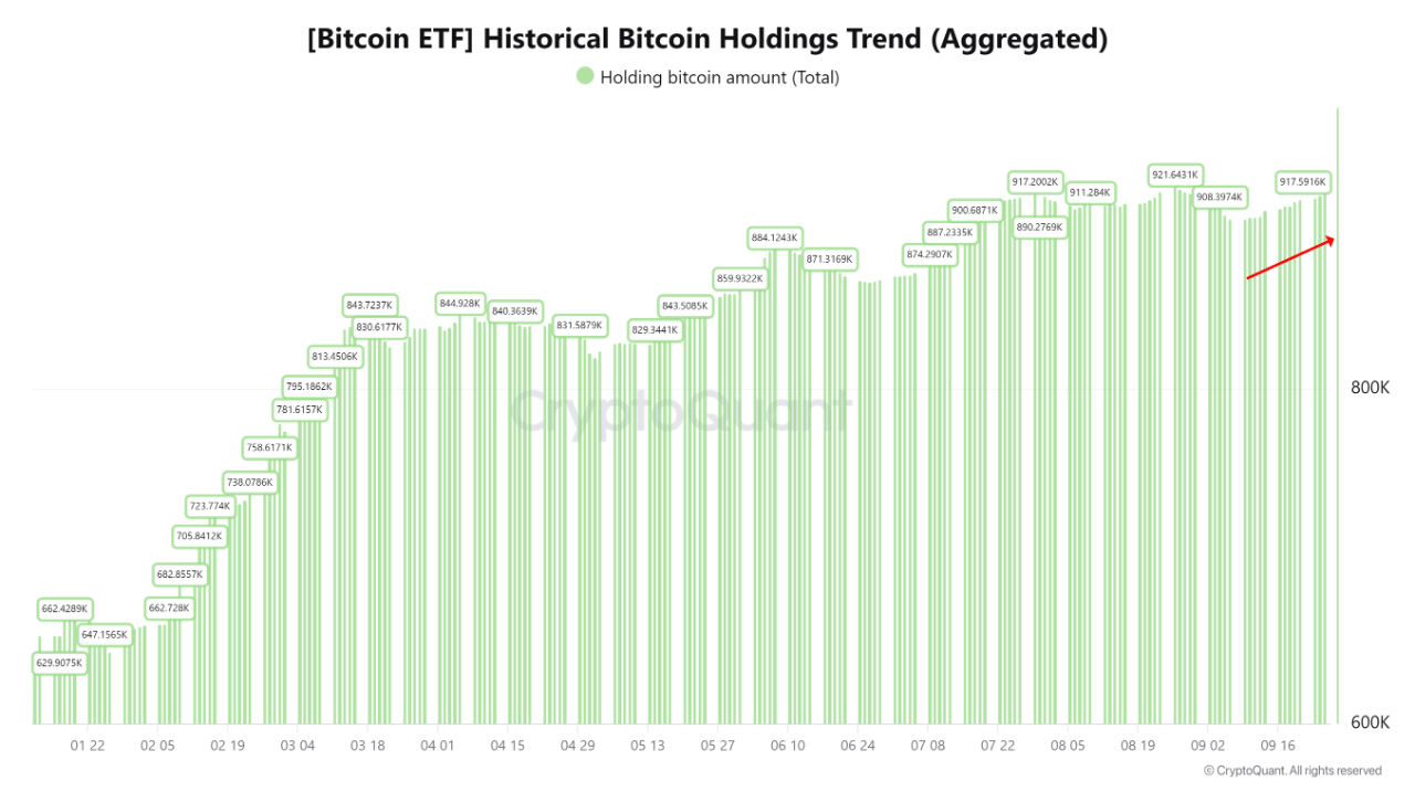 ETF holdings of Bitcoin.