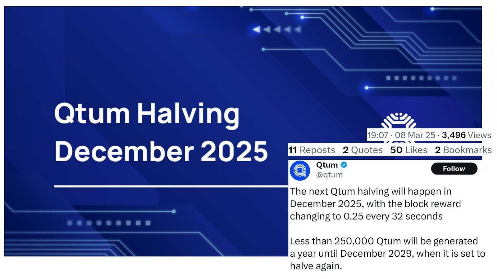 Qtum (@qtum) announces its next halving in December 2025 on X